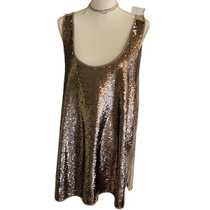 LOFT NWT Bronze/Gold sequined tank tunic XXL
